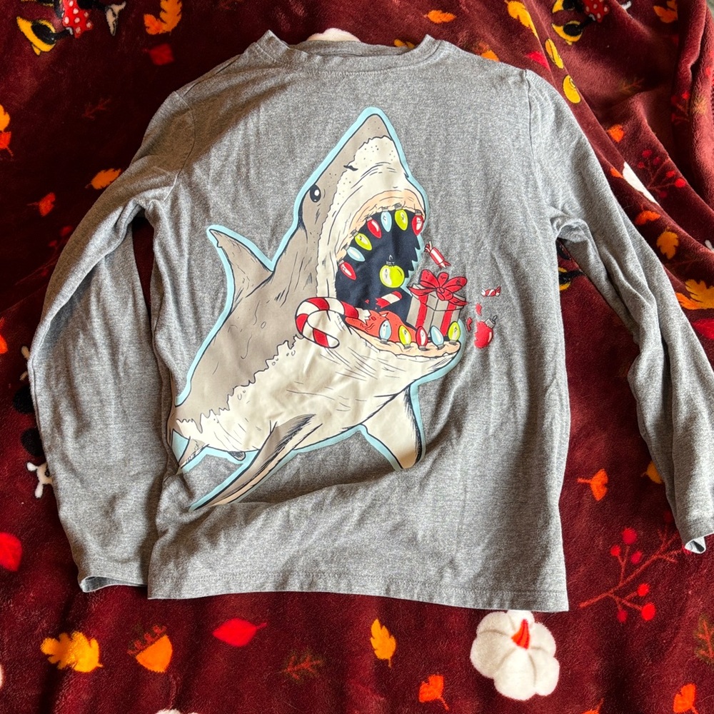 Boys long sleeve Christmas shark t-shirt